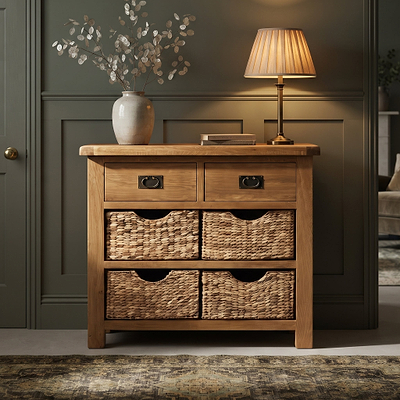 Zelah Oak Small Sideboard with Baskets