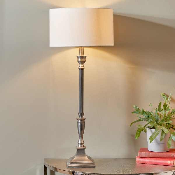 Canterbury Antique Silver Metal Table Lamp