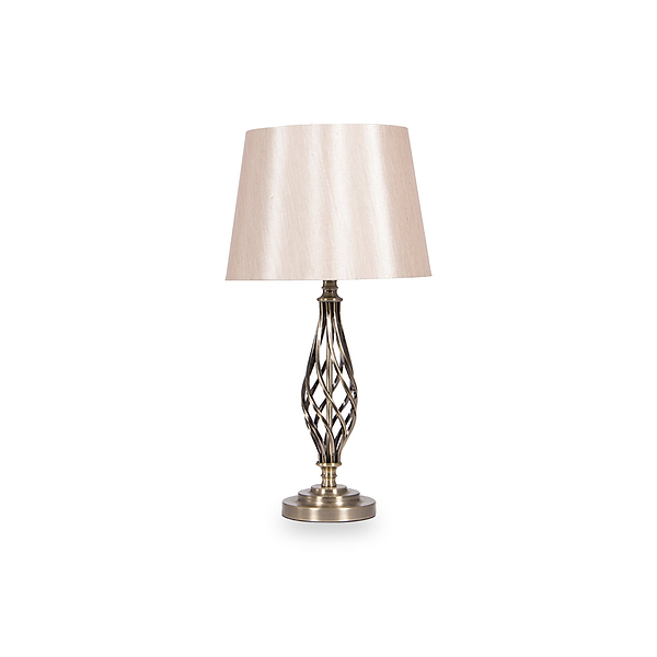 Jenna Antique Brass Metal Twist Detail Table Lamp