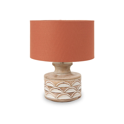 Kingsbury White Wash Carved Wood Table Lamp