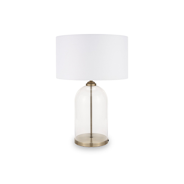 Cloche Clear Glass and Antique Brass Table Lamp
