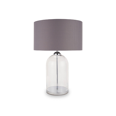 Cloche Clear Glass and Silver Table Lamp