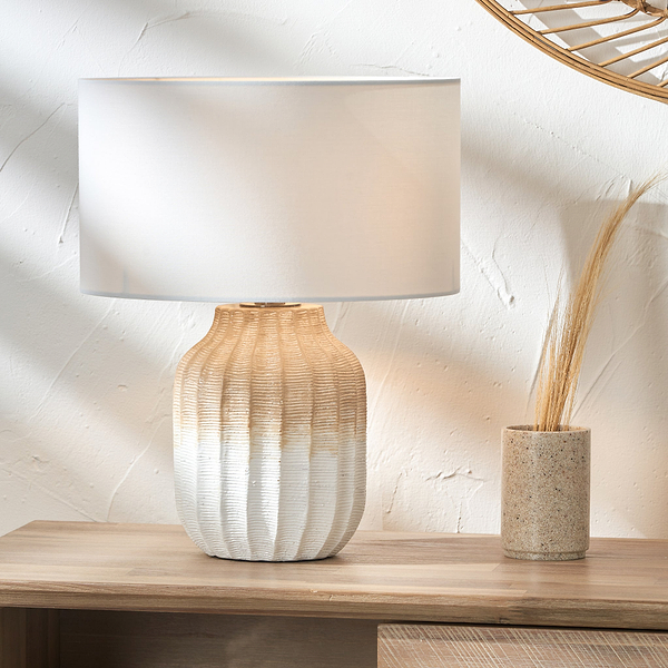 Amalia Natural Ombre Textured Stoneware Table Lamp