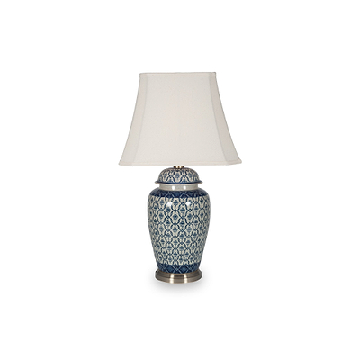 Chika Blue and White Ceramic Ginger Jar Table Lamp