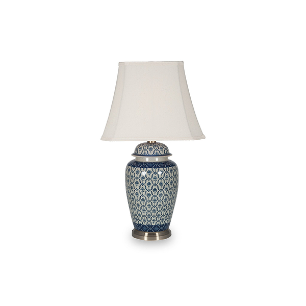 Chika Blue and White Ceramic Ginger Jar Table Lamp