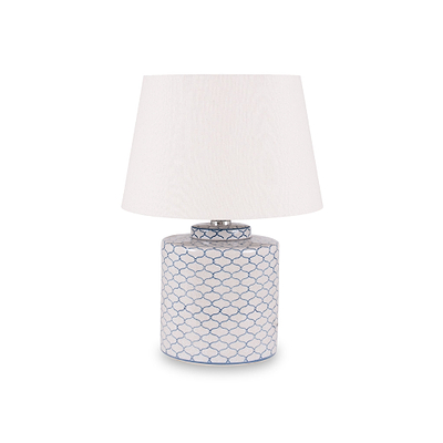 Demetri Grey and Blue Detail Ceramic Table Lamp