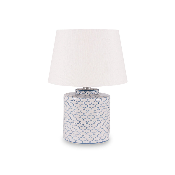 Demetri Grey and Blue Detail Ceramic Table Lamp