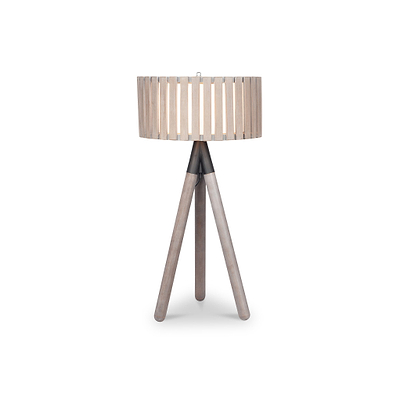 Rabanne Slatted Antique Wood Tripod Table Lamp