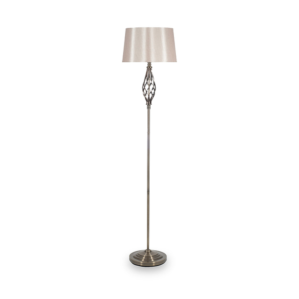Jenna Antique Brass Metal Twist Detail Floor Lamp