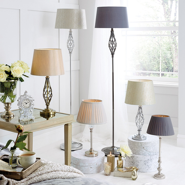 Jenna Antique Brass Metal Twist Detail Floor Lamp