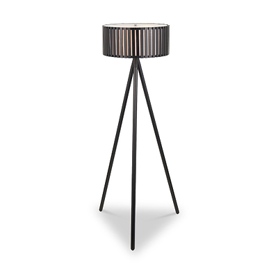 Rabanne Slatted Black Wood Tripod Floor Lamp