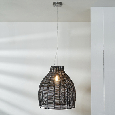 Caswell Black Rattan Coche Pendant