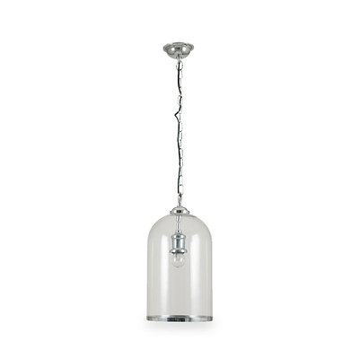 Cloche Clear Glass and Silver Pendant