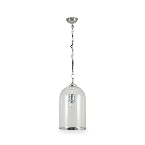 Cloche Clear Glass and Silver Pendant