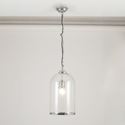 Cloche Clear Glass and Silver Pendant