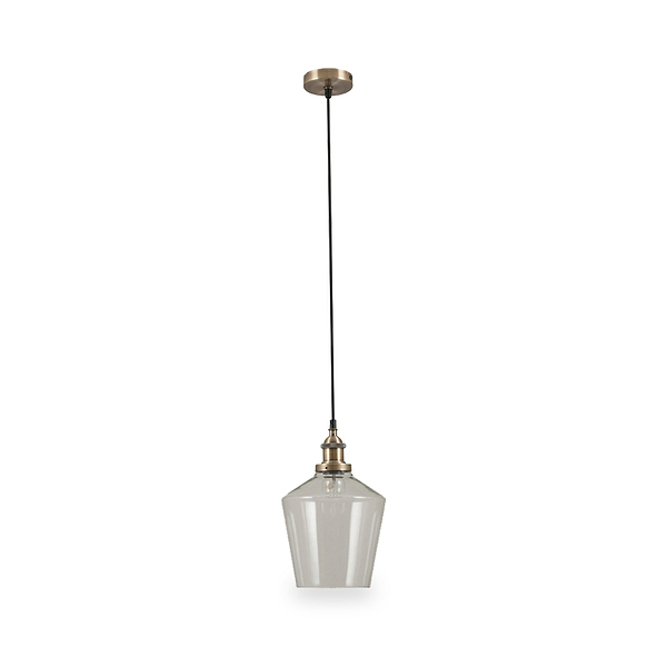 Emmanuelle Antique Brass Metal and Clear Glass Pendant