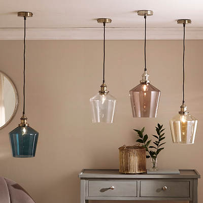 Emmanuelle Antique Brass Metal and Clear Glass Pendant