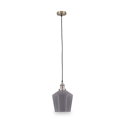 Emmanuelle Antique Silver Metal and Smoke Glass Pendant