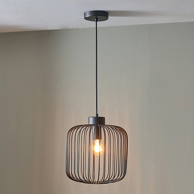 Dania Matt Black Metal Wire Pendant