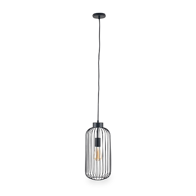 Dania Matt Black Metal Wire Tall Pendant