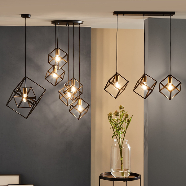 Alessio Matt Black Metal Cube Pendant