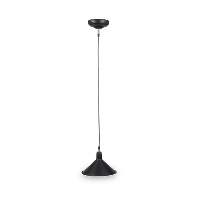 Canton Matt Black and Brass Metal Cone Pendant