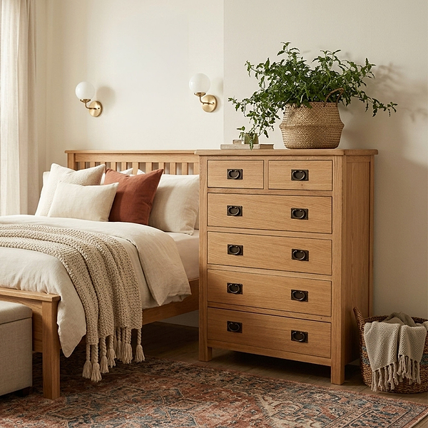Surrey Oak 2 over 4 Drawer Chest