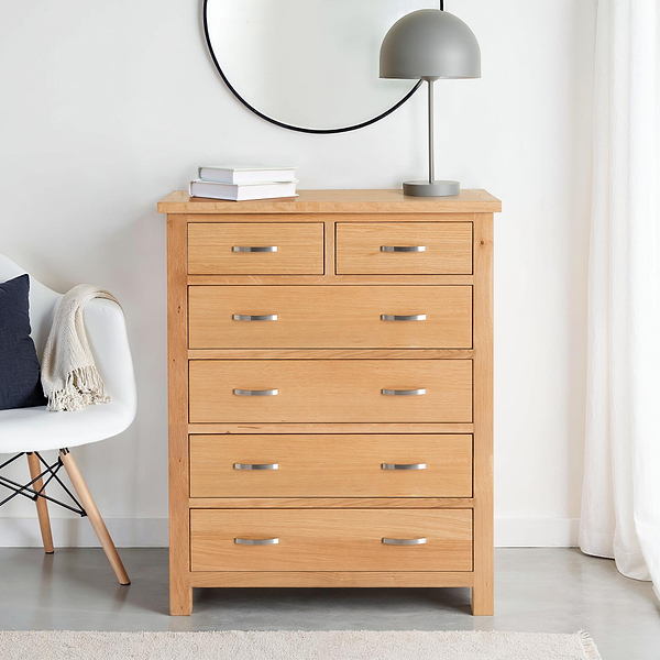 London Oak 2 over 4 Drawer Chest