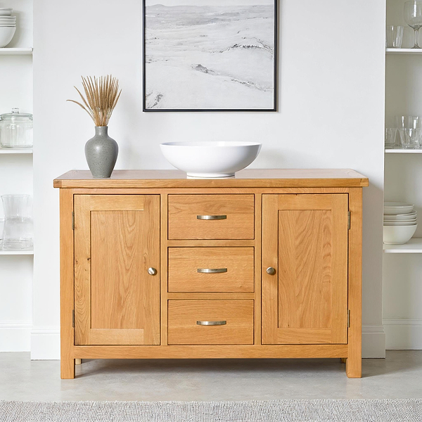 London Oak 3 Drawer Sideboard