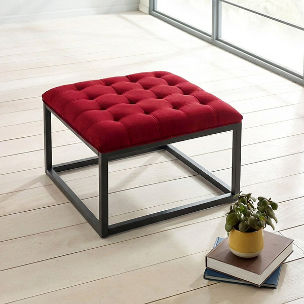Adison Velvet Buttoned Small Footstool