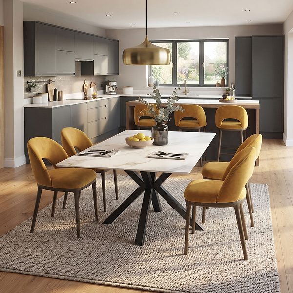 Lena 180cm Kass Gold Sintered Stone Dining Table