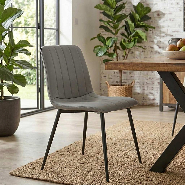 Geri Grey Faux Leather Curved Seat Dining Chair