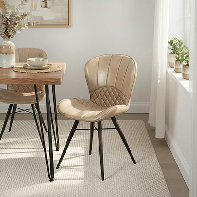 Marcha Curved Leather Seat Dining Chair