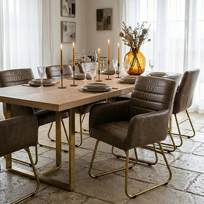 Leota Leather Armchair with Pleated Back