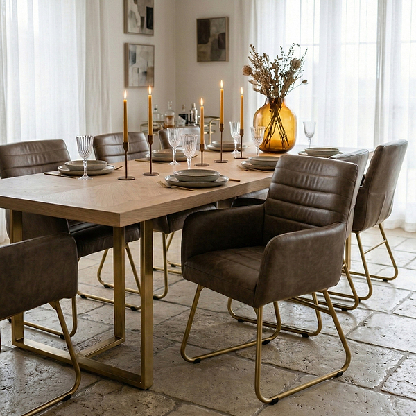 Leota Leather Armchair with Pleated Back