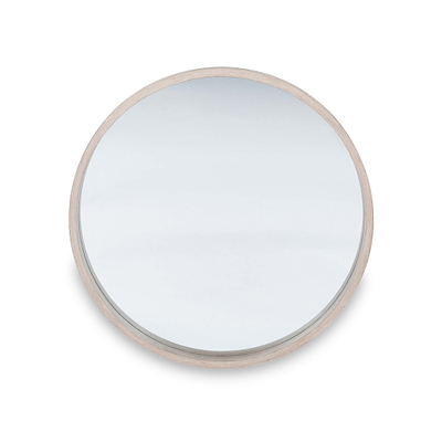 Natural Wood Round Wall Mirror