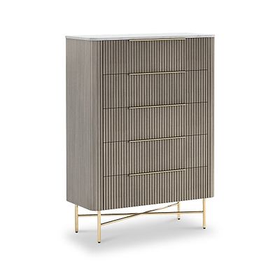 Amelie Grey Fluted 5 Drawer Chest