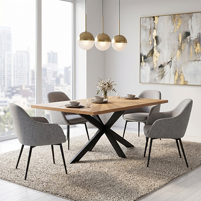 Sunburst Oak 150cm Rectangular Dining Table