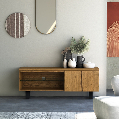 Isaac Oak 130cm Large TV Stand