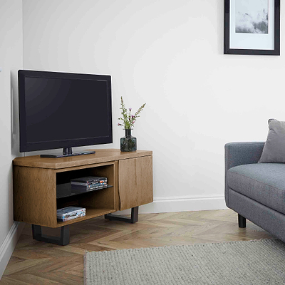 Isaac Oak 90cm Corner TV Stand