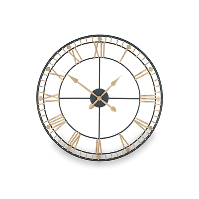 Antique Bronze & Gold Metal Round Wall Clock