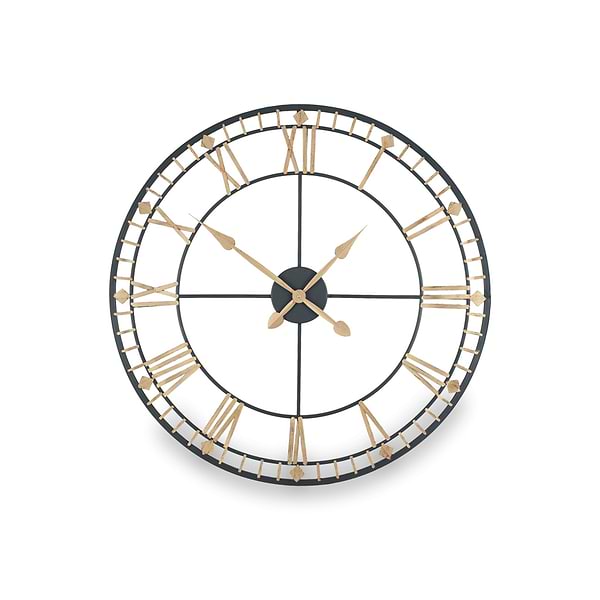Antique Bronze & Gold Metal Round Wall Clock