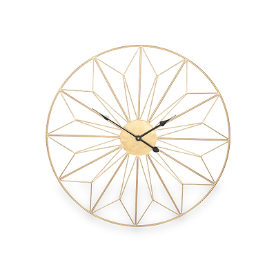 Antique Gold Metal Geo Design Round Wall Clock