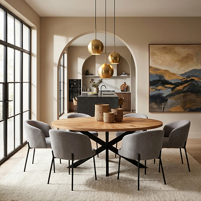 Sunburst Oak 180cm Ellipse Dining Table