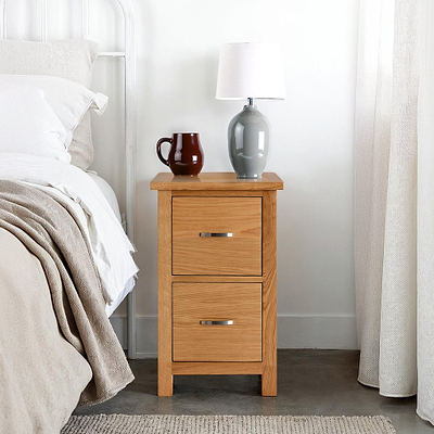 London Oak Slim Bedside Table