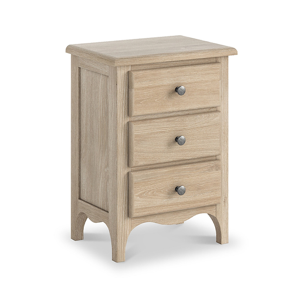 Celine Washed Oak 3 Drawer Bedside Table