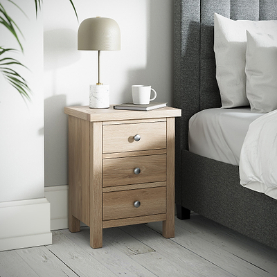 Farro Washed Oak Bedside Table