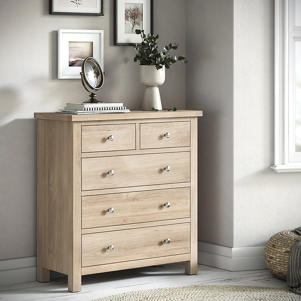 Farro Washed Oak 2 Over 3 Chest Of Drawers