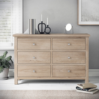 Farro Washed Oak 6 Drawer Chest