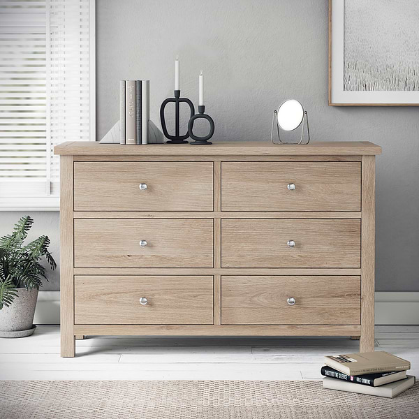 Farro Washed Oak 6 Drawer Chest